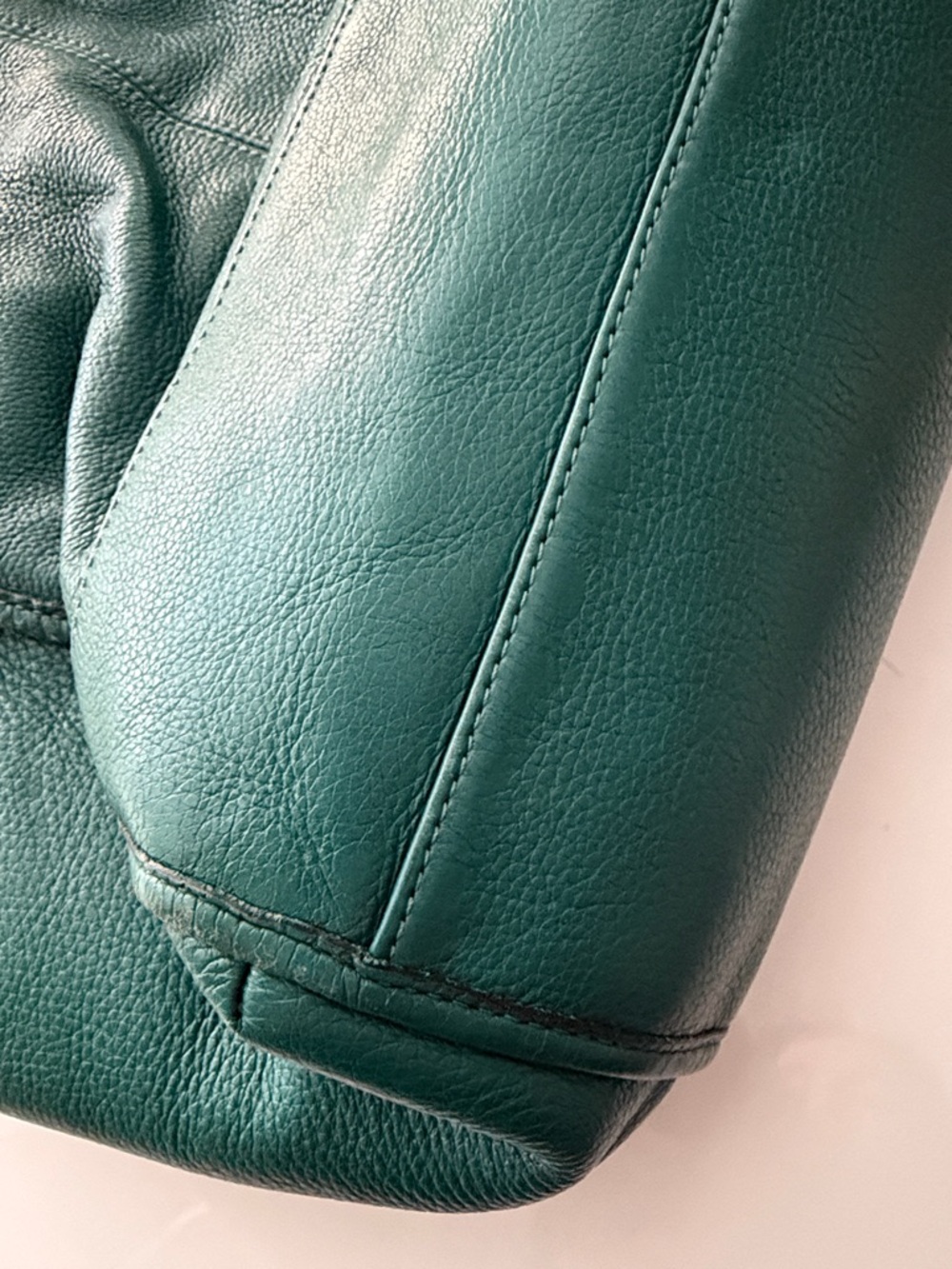 Coach Teal Pebbled Leather Park North South Tote Bag Hangtag Tassel - Picture 13 of 13